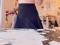 Topless painting gif