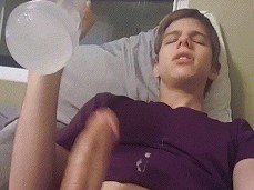 Twink Cums Handsfree from Fleshlight gif
