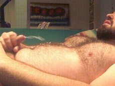 Uncut bear shoots a huge load on his hairy chest 0051-1 gif