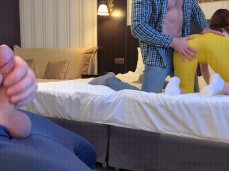 Husband watches wife getting fondled gif