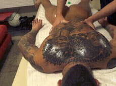 Cute, smooth, tattooed, uncut athlete getting a massage 0918 5 gif