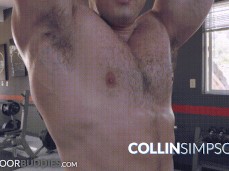 Bare-chested workout with beefy muscle hunk Collin Simpson 0031 3 gif