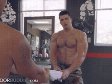 Bare-chested workout with beefy muscle hunk Collin Simpson 0043 3 gif