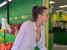 College flashing downblouse in market gif