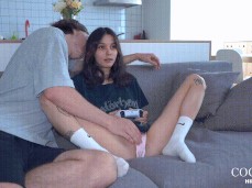 Rubbing pussy while playing video game gif