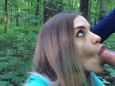Freya's amateur blowjob in the woods gif