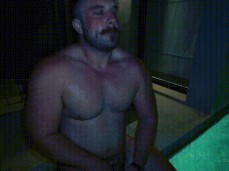 Rugby hunk Koby Falks jerking at the poolside at night 0129-1 4 gif