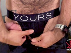Beefy, hairy Latino shows his big, fat, uncut cock 0023 gif