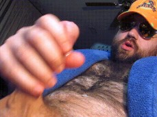 Bearded, hairy, horny Stiffmate jerks his hot cock, cums on cam 0305-1 7 gif