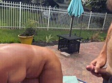 Busty Doggystyle in the Back Yard gif