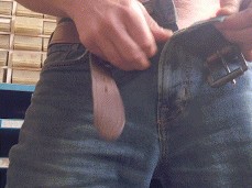 Sturdy dude in jeans reveals his thick hard cock 0006-1 5 gif