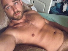 Beefy, bearded, blond Max Spade strokes his big cock, eye contact 0005-1 gif