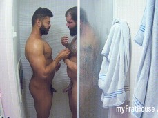 Beefy, bearded, Brazilian frat house buddies shower together 0231 gif