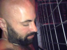 lean, bald, hairy Collin O'Neal gets sucked by Sean Duran in a cage 0049 2 gif