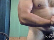 Beefy muscle hunk shows off biceps and thick hot cock 0117-1 gif