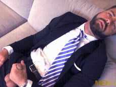 Handsome man in suit jacks off, looking into camera 0704 5 gif