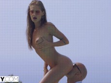 model getting eaten out from behind. gif