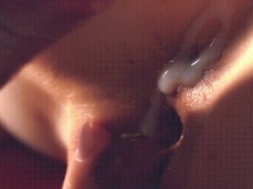 Slowly spreading cum all over pussy gif