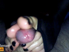 Footjob and Toejob with stockings and  nail polish - lots of final cum gif