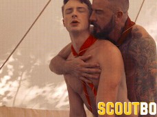 Bearded scoutmaster Dietrisch fucks scout Cole in a tent 0725 5 gif