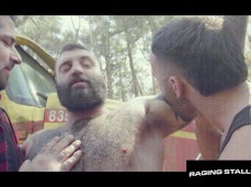 Trucker Ryan kisses, sucks buff, hairy co-workers Markus Kage 0434 gif
