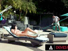 Jennifer White at the pool checking out the pool boy gif