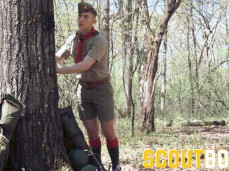 scout Colton watches mustached leader Wheeler pee hard outdoors 0127 5 gif