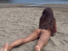 Amazing tanned petite tiny small  ass and feet on sandy beach gif