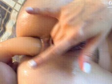 Wet pussy fingering with dildo in ass gif