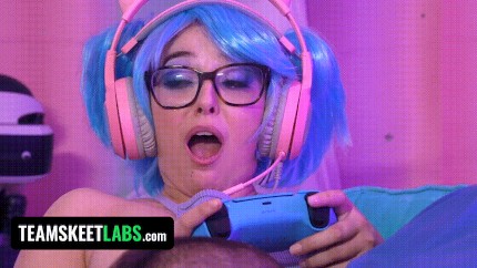 Leana's pussy is getting some wet attention while playing a game...