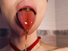 mouth tongue honey close-up 2 gif