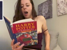 Nadia orgasms while reading Harry Potter gif