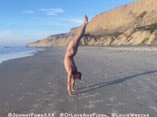 Naked handstand on the beach 0046-1 5 gif