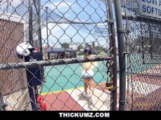 Nikki Delano Swinging And Doing A Dance At The Batting Cage gif