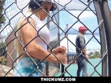 Nikki Delano Doing A Dance At The Batting Cage With Sam Shock gif