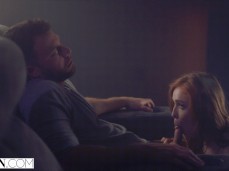 Home theater blowjob gif