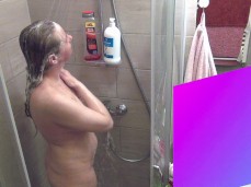 Showering in bathroom gif