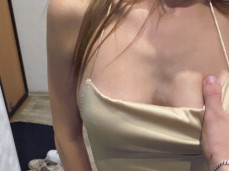 Sexy  in clubbing dress no panties Cleavage Tease gif