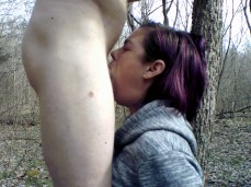 Handcuffed to a tree and deepthroat facefucked off trail till he cums gif