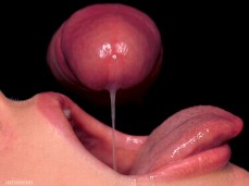 Cumshot in open mouth gif