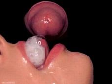 Cumshot in open mouth gif