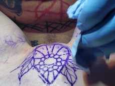 tattoo while getting filled gif