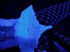 🍑 FINGERING LACE PANTIES AND FISHNETS PANTYHOSE UNDER BLACKLIGHT PARTY gif