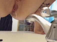 Peeing with beautiful tattooed thighs 2 gif