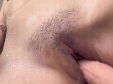 Hairy pussy play with dildo gif