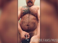 Hairy-chested, mustached, beefy MuscleOso aka Ric Ram cums 0155-1 gif