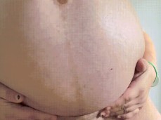Heavily Pregnant Bathroom Show-off gif