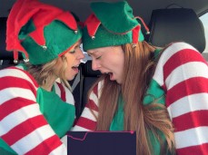 Girl Elves Cuming in Car