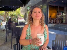 Flashing tits in front of starbucks gif