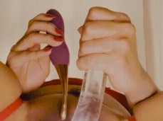 Cumming sooo hard with this glass dildo do you wanna see the rest ?? gif